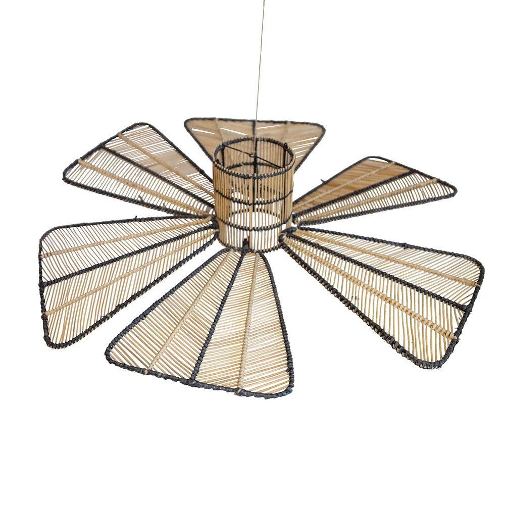 Nuwa Rattan Fan Pendant - Black/Nat