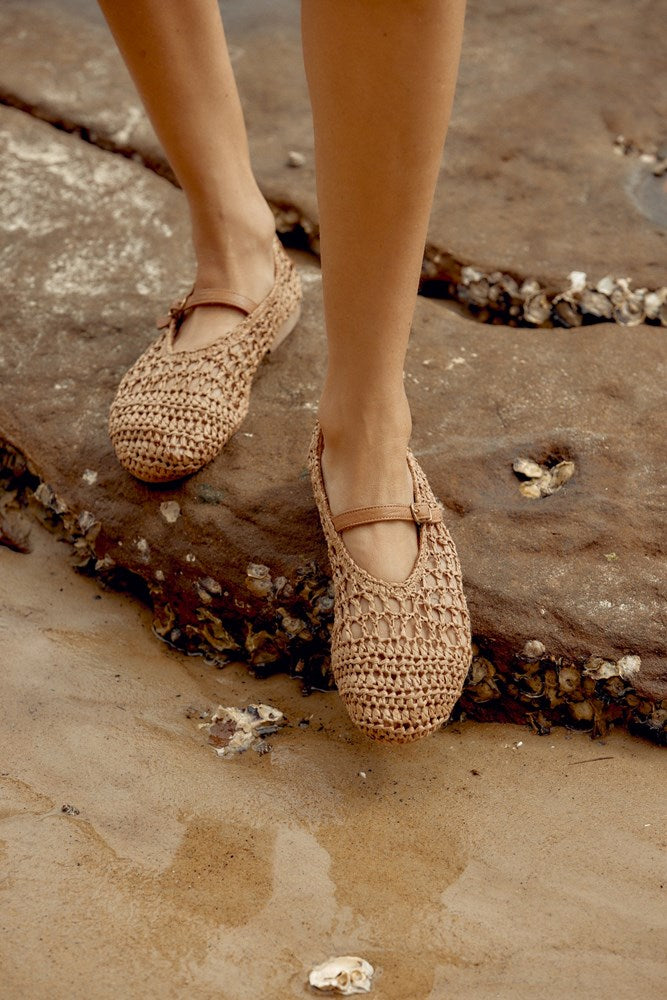 Estilo Emporio-Octavia Raffia Ballet Slipper - Hazelnut-Shoes-st-barts-brisbane-goldcoast-cabarita-southport