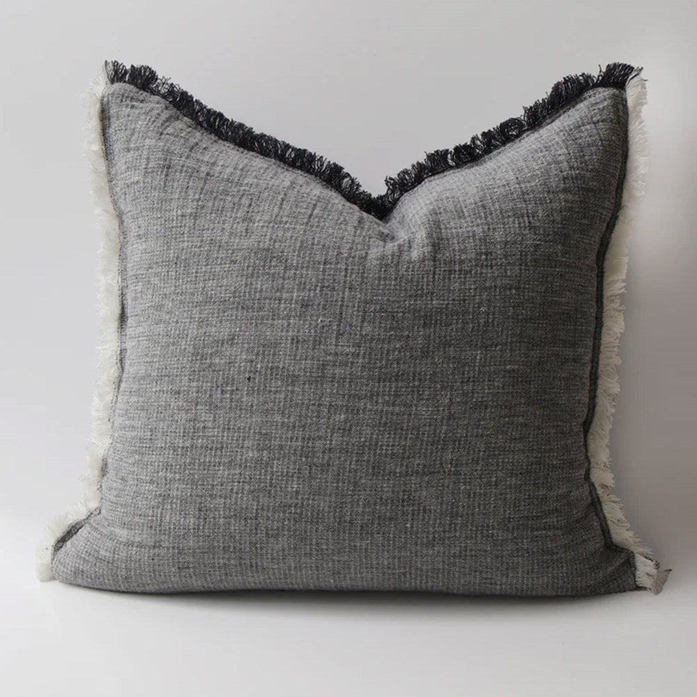 Oliver Heavy Linen Cushion - Charcoal