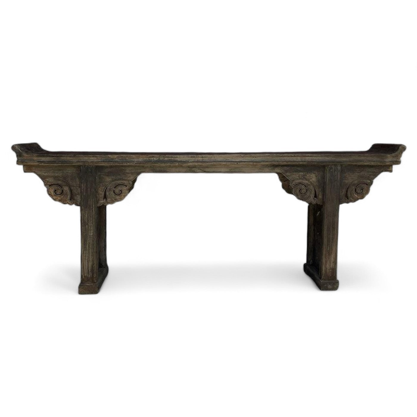 Ornate Black Oriental Antique Console Table (A) Distressed