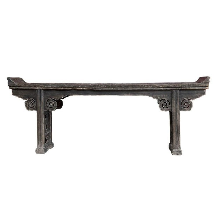 Ornate Black Oriental Antique Console Table (A) - Distressed