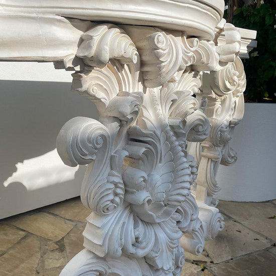 Ornate Carved Console - White