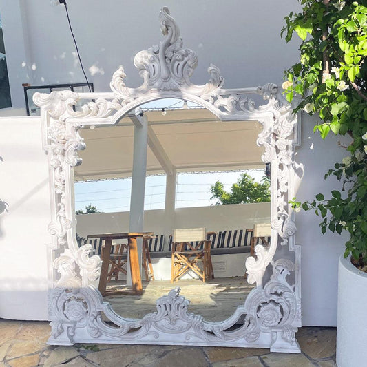 Ornate Carved Mirror - White