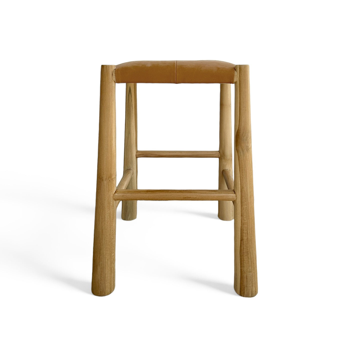 Paloma Padded Leather Bar Stool - Camel