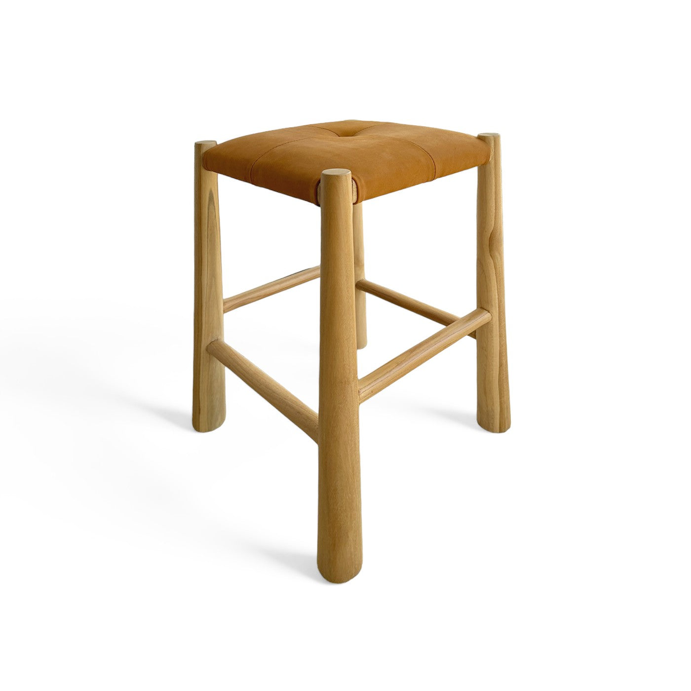 Paloma Padded Leather Bar Stool - Camel