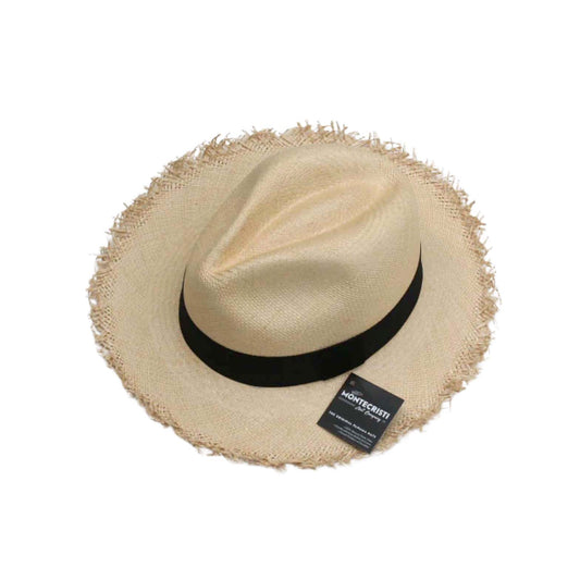 Panama Fray Straw Fedora Hat - Sand