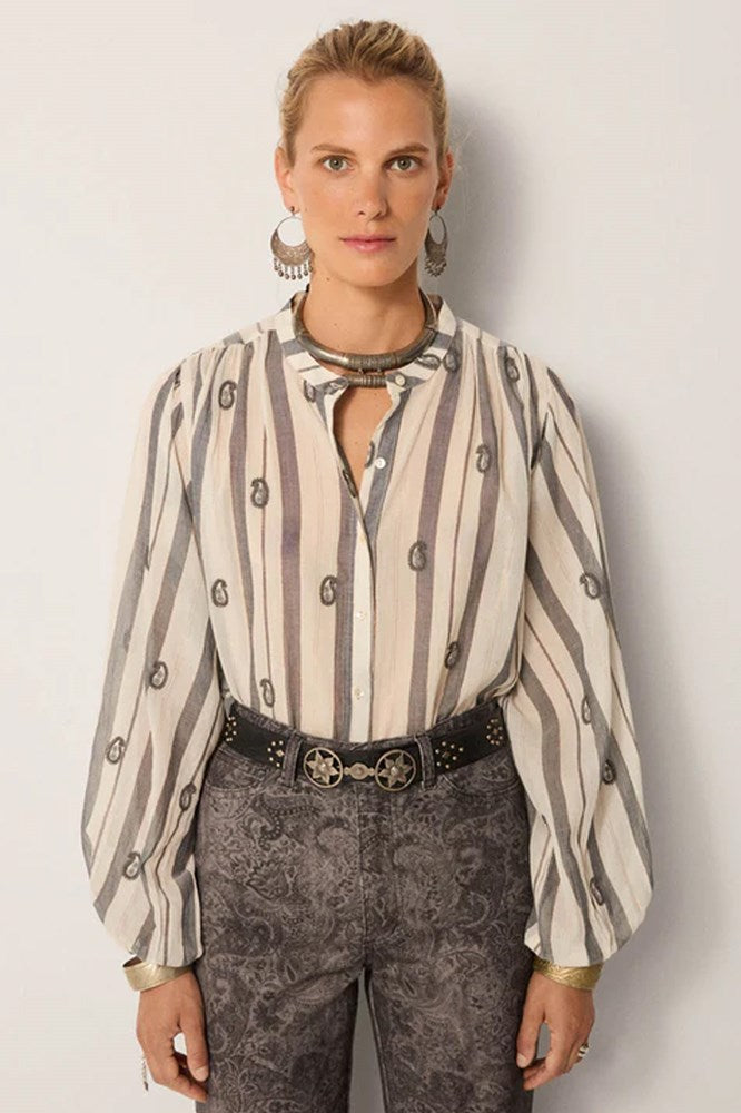 Perla Blouse - Ivory Paisley