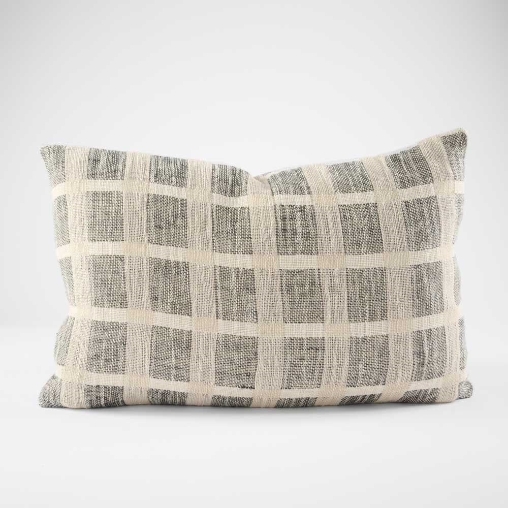 Petra Check Cushion - Natural/White/Blak