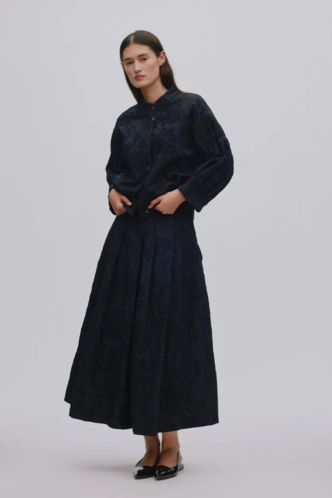 Candie Clipped Jacquard Shirt - Pirate Black - Rabens Saloner