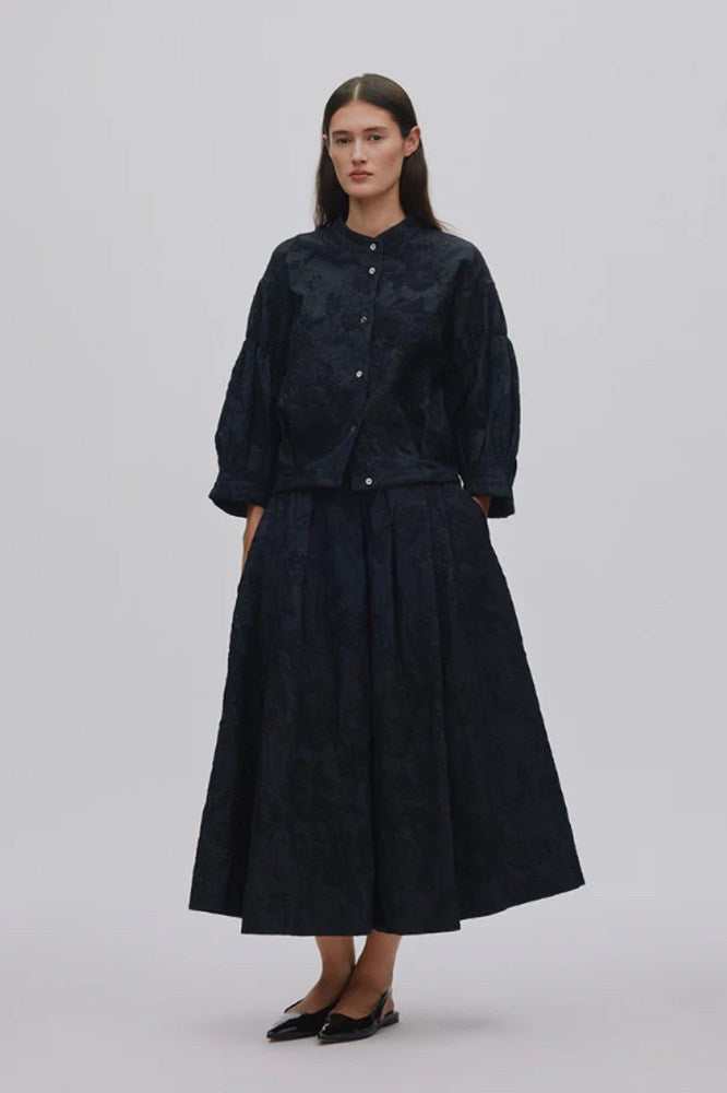 Candie Clipped Jacquard Shirt - Pirate Black - Rabens Saloner