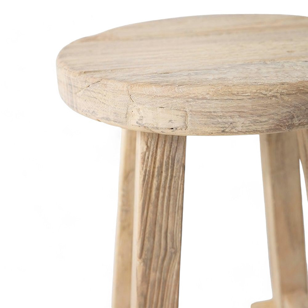 Round Elm Timber Bar Stool