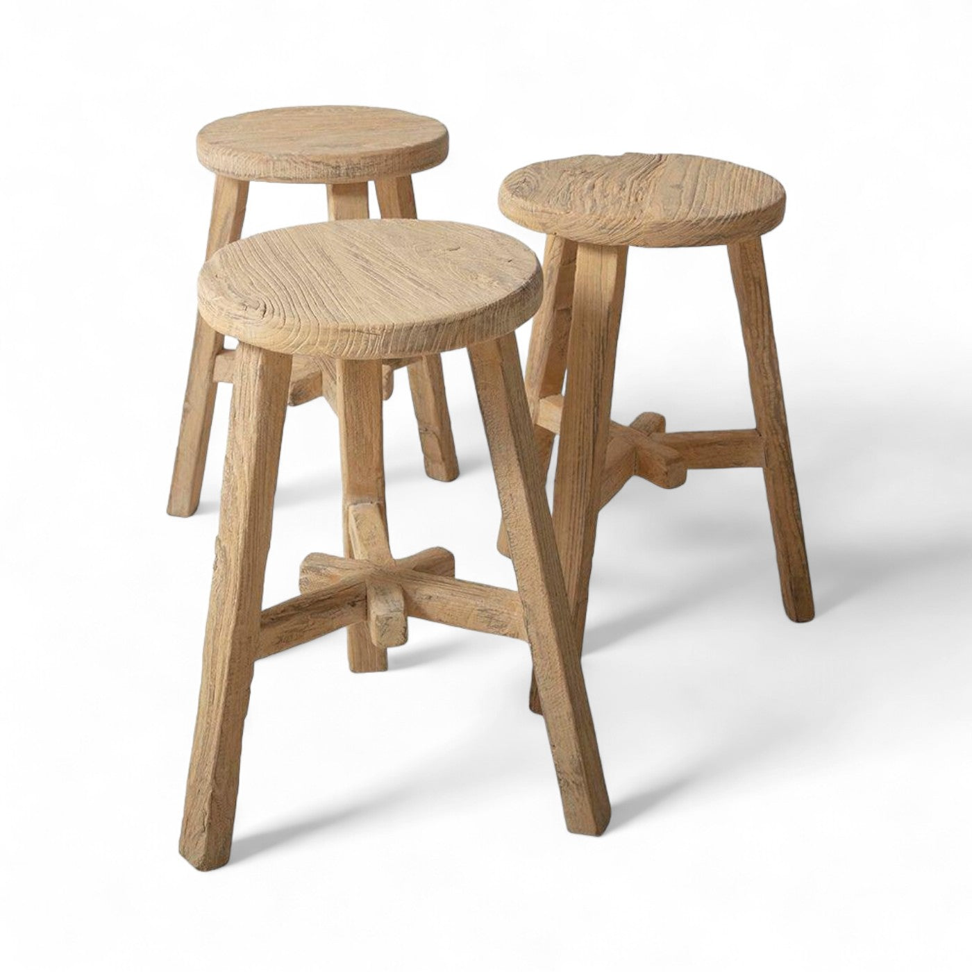 Round Elm Workers Stool