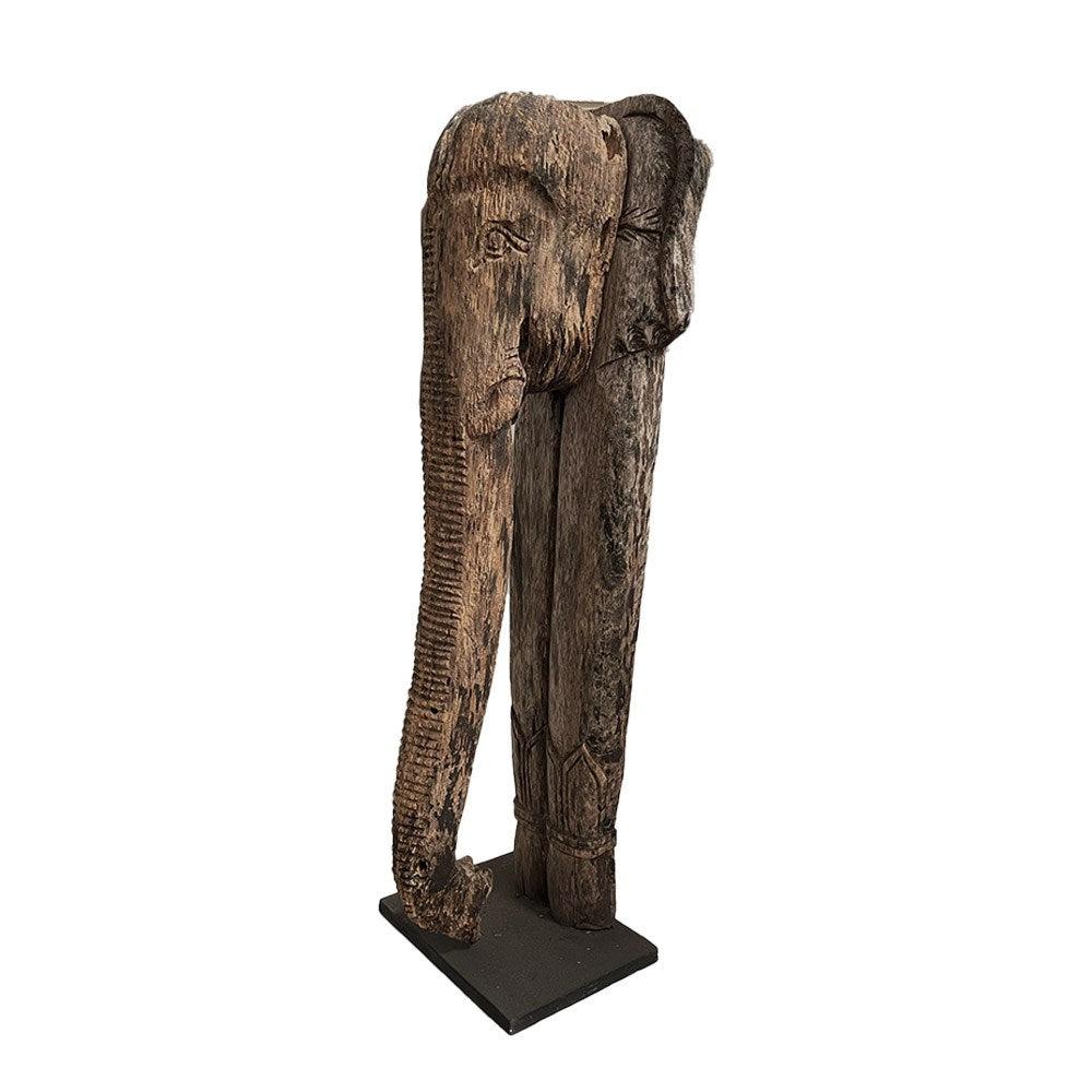 Rustic Elephant Head w Legs Statue