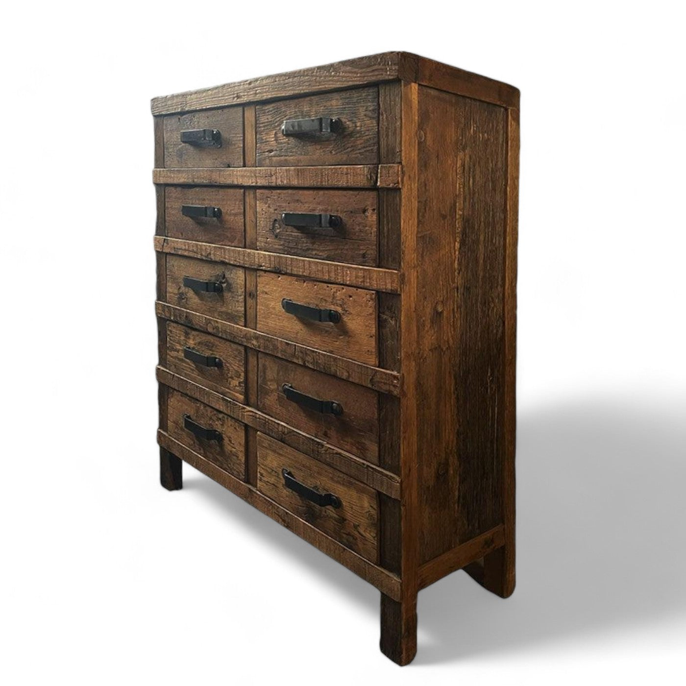 Rustic Oak 10 Draw Chest of Drawers