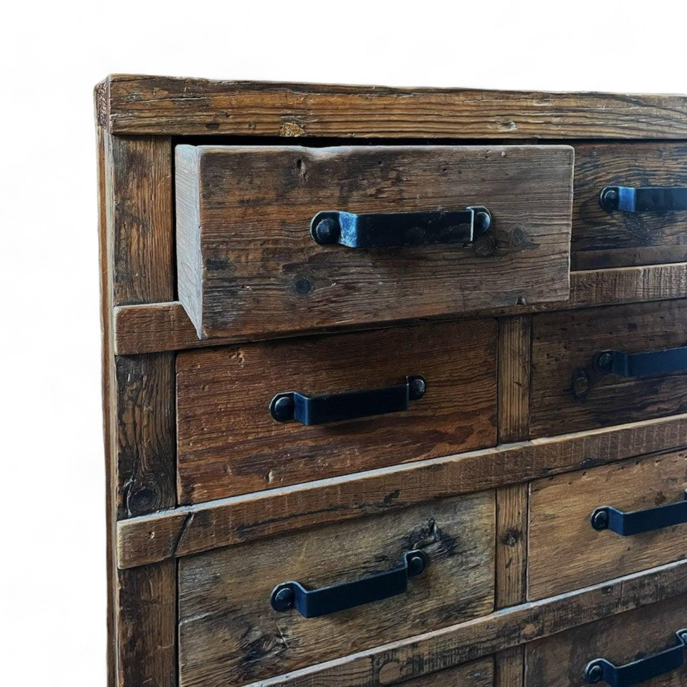 Rustic Oak 10 Draw Chest of Drawers