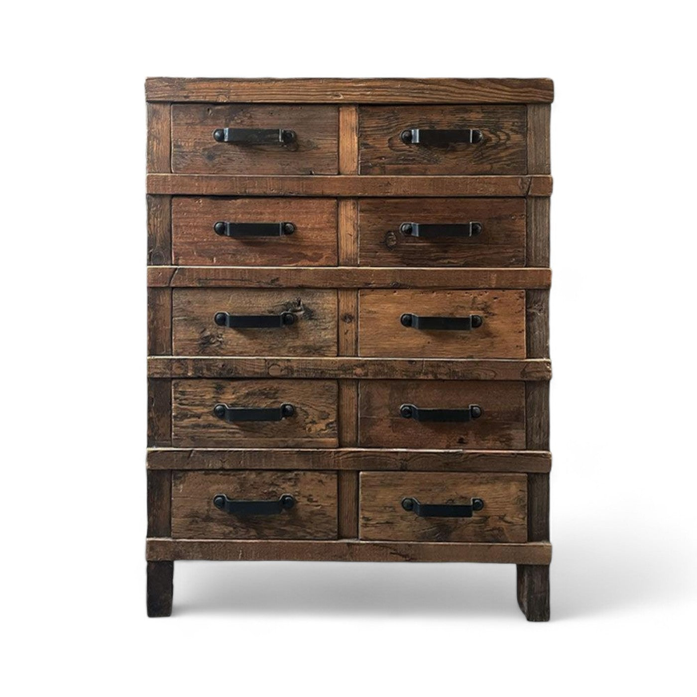 Rustic Oak 10 Draw Chest of Drawers