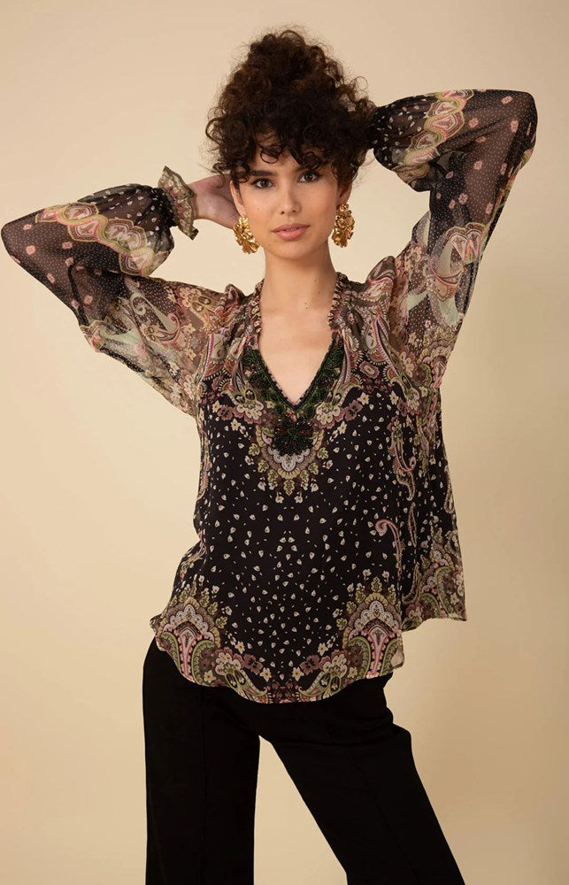 Sabrina Silk Top Beaded