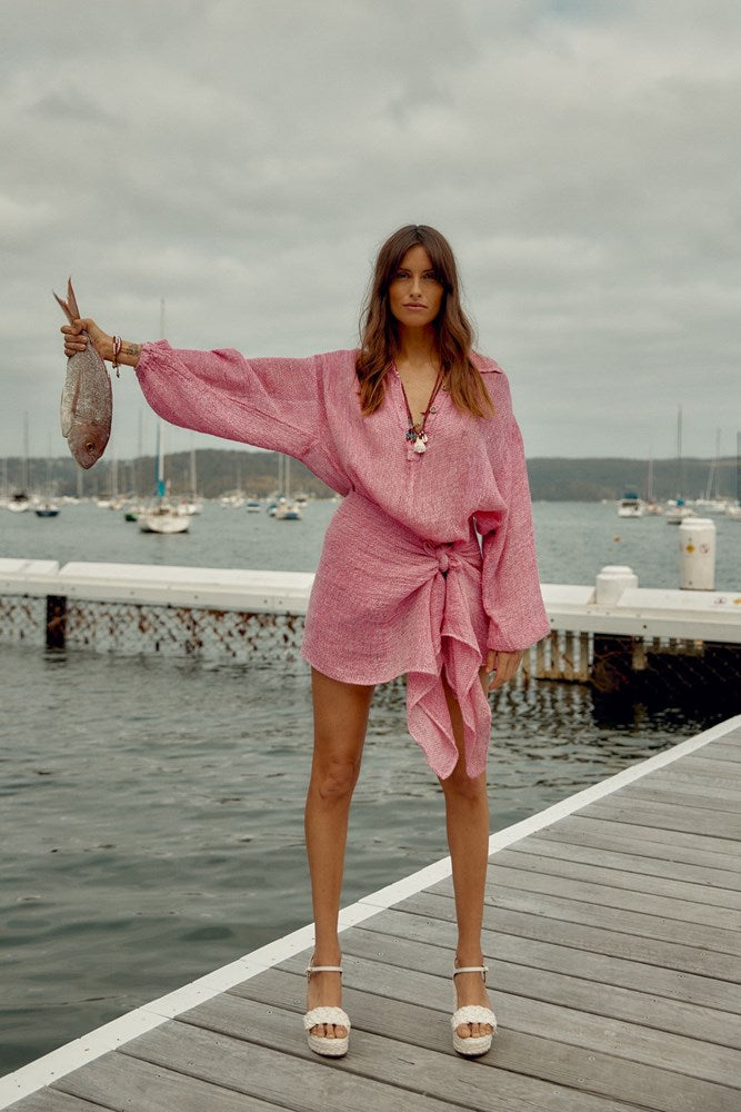 Estilo Emporio-Sampatico Shirt - Rete Fuchsia-Tops-st-barts-brisbane-goldcoast-cabarita-southport