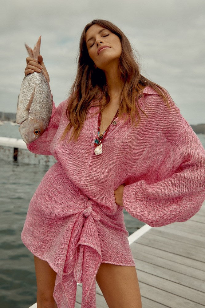 Estilo Emporio-Sampatico Shirt - Rete Fuchsia-Tops-st-barts-brisbane-goldcoast-cabarita-southport