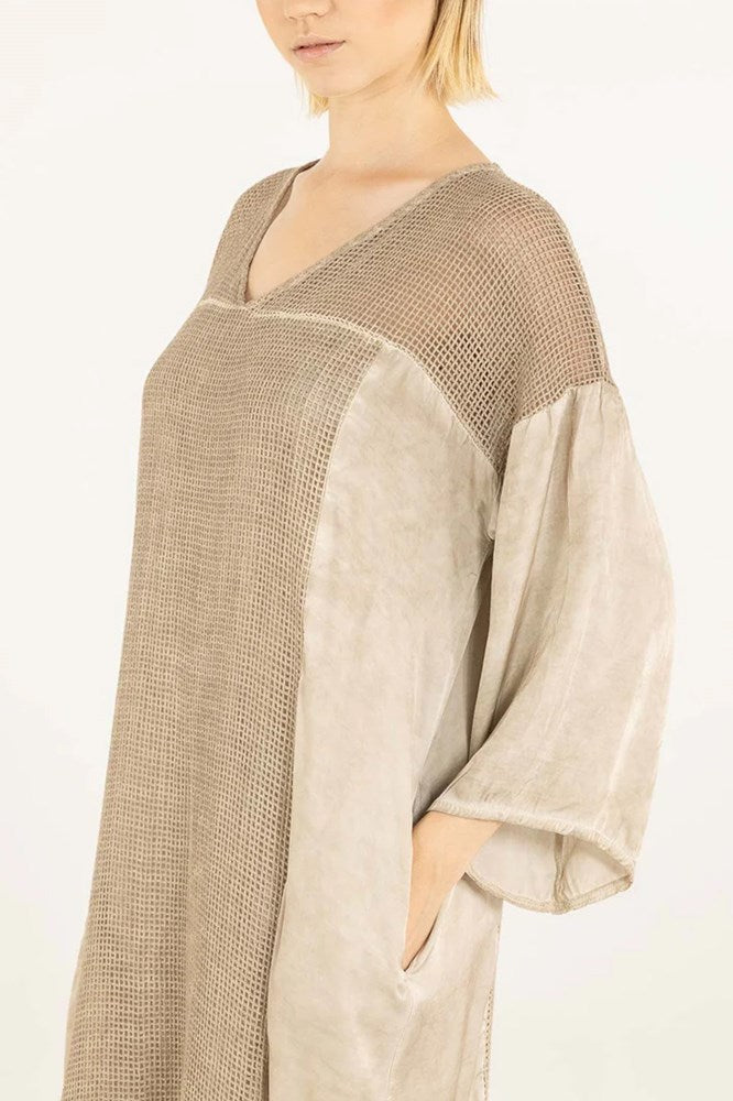 Sanctamuerte Knit Detail Dress - Sand Shell