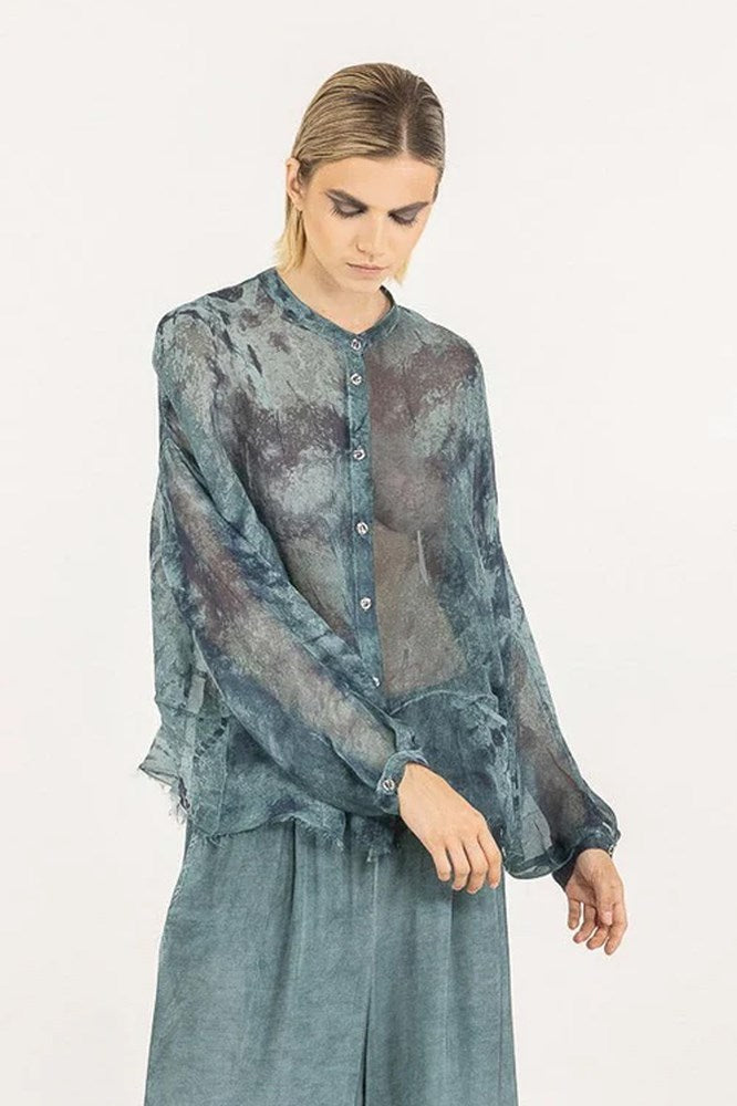 Sanctamuerte Shirt - Tiffany Marine Print