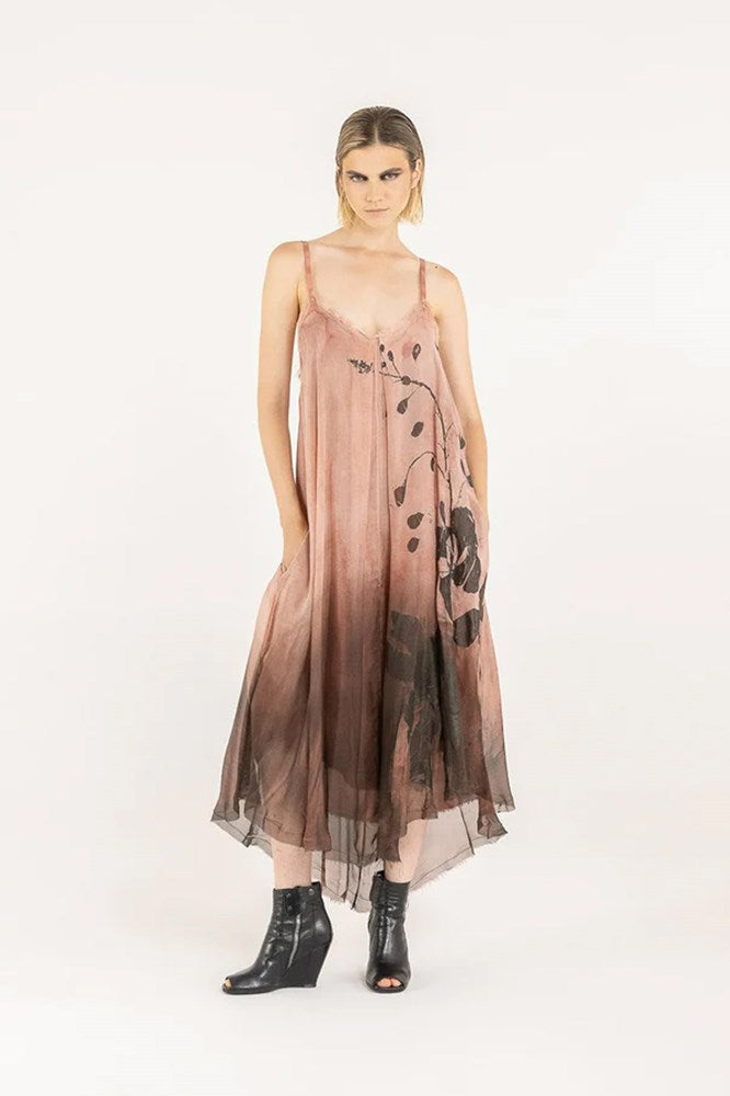 Sanctamuerte Slip Dress - Starfish Orange Print