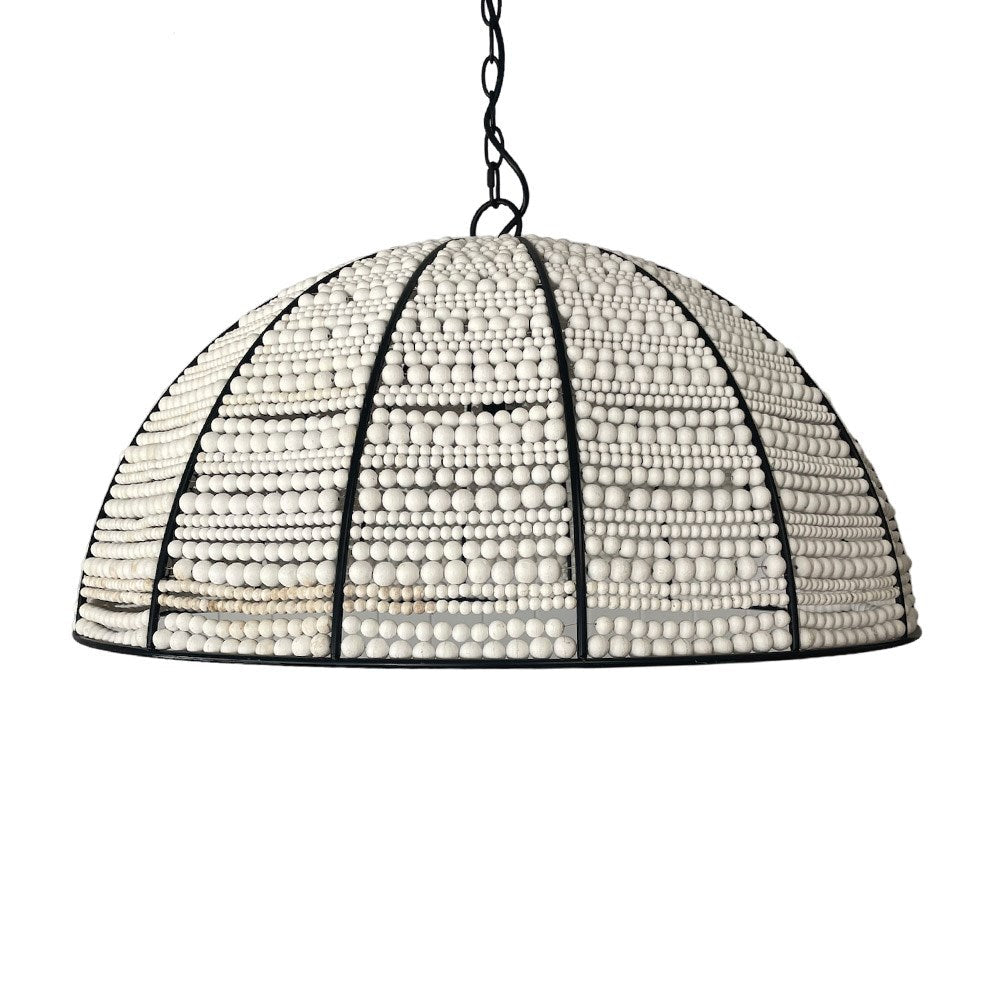 Sierra White Beaded Dome Pendant