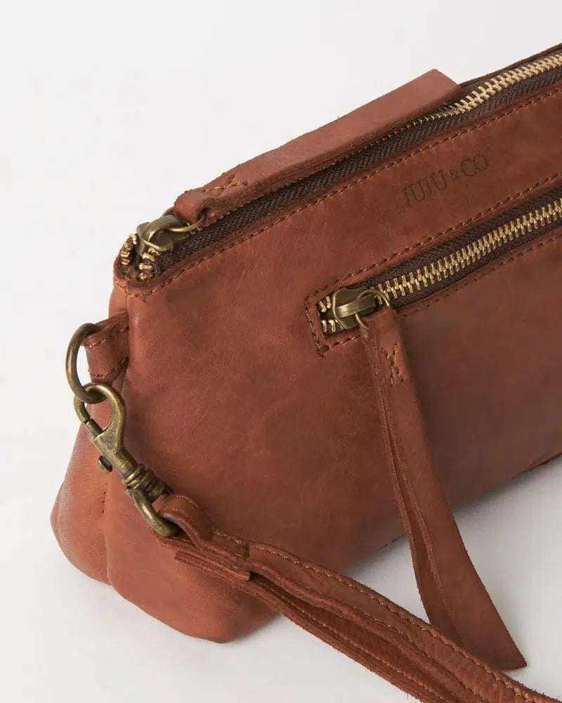 Small Essential Leather Pouch - Cognac