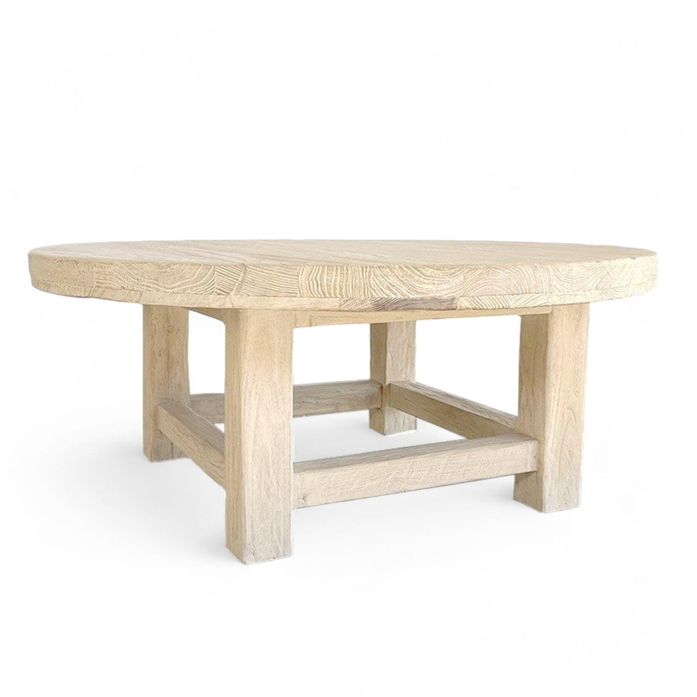 Small Round Rustic Elm Coffee Table 100cm