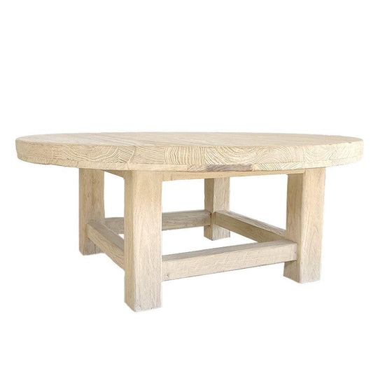 Small Round Rustic Elm Coffee Table - 100cm