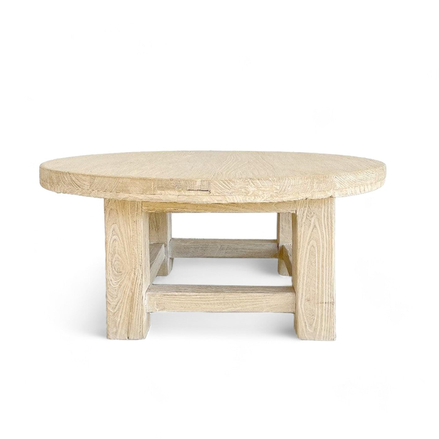 Small Round Rustic Elm Coffee Table 100cm