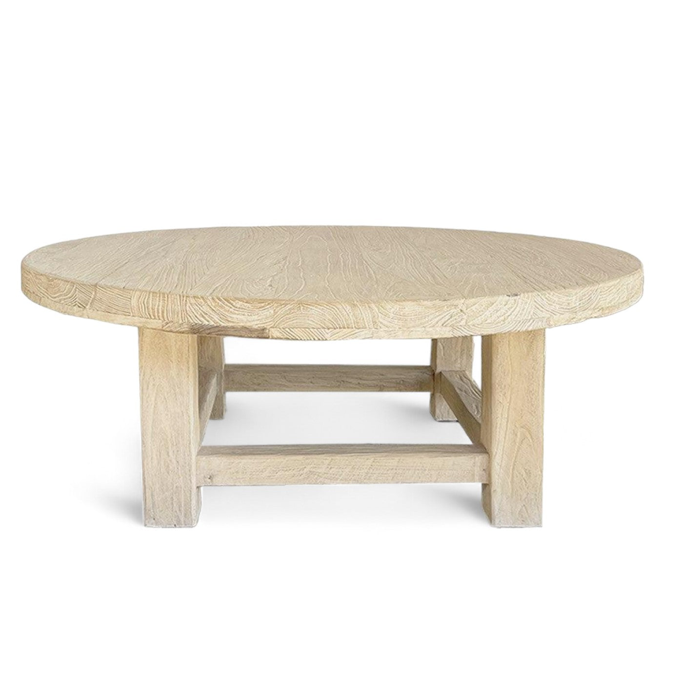 Small Round Rustic Elm Coffee Table 100cm