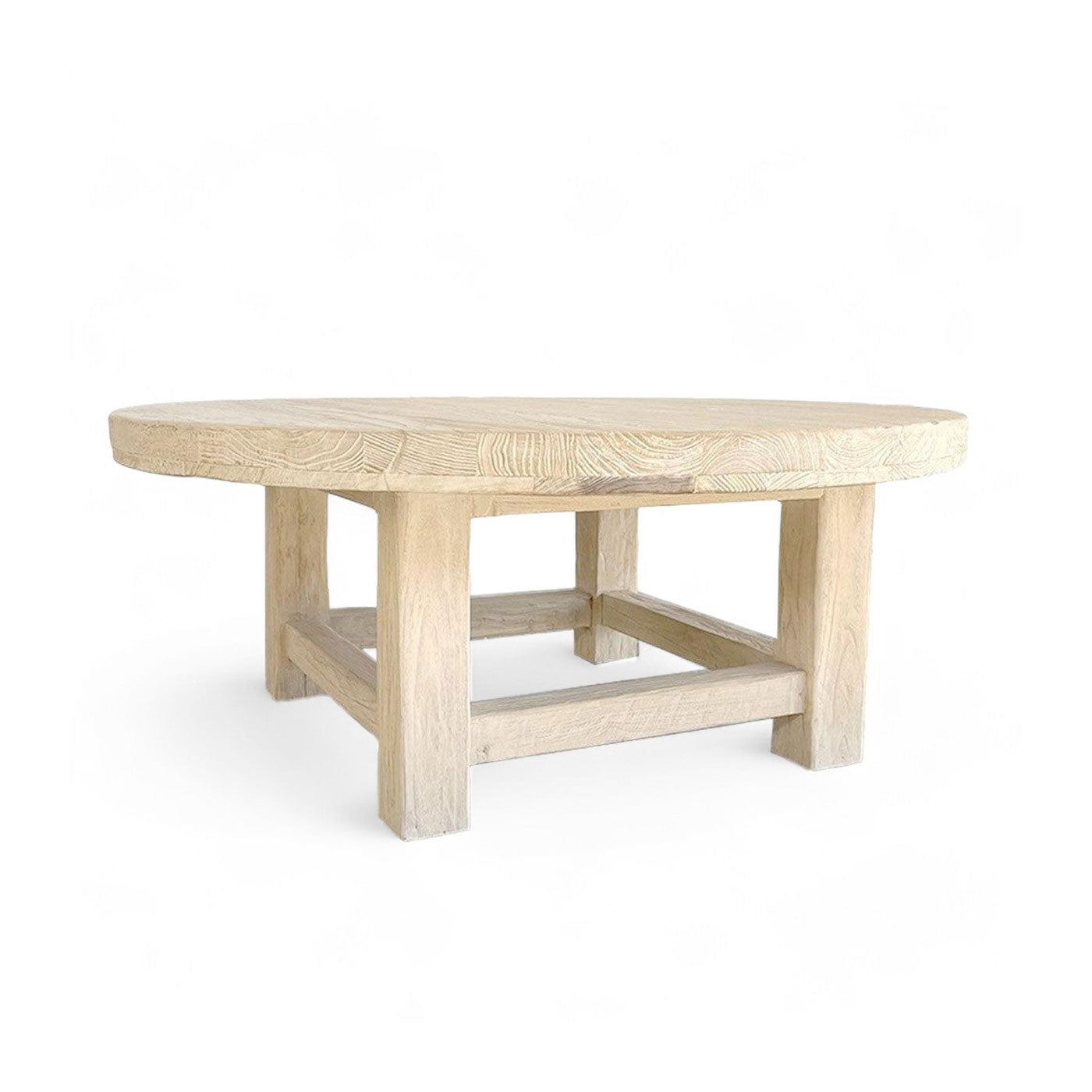 Small Round Rustic Elm Coffee Table 80cm