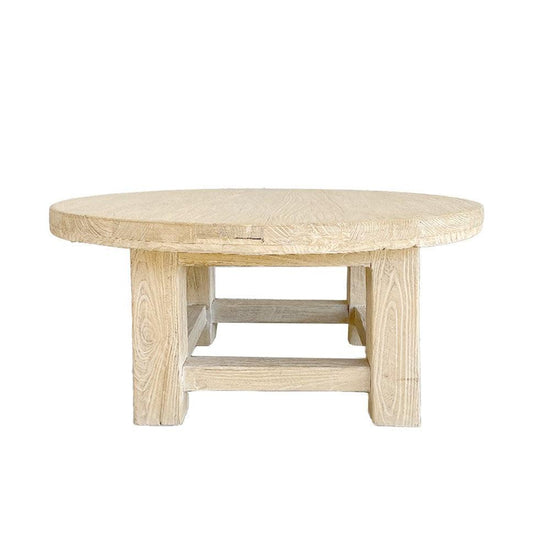 Small Round Rustic Elm Coffee Table - 80cm