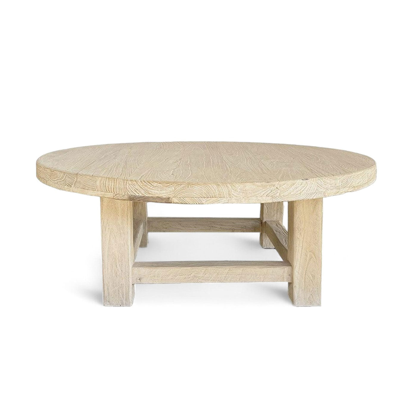 Small Round Rustic Elm Coffee Table 80cm