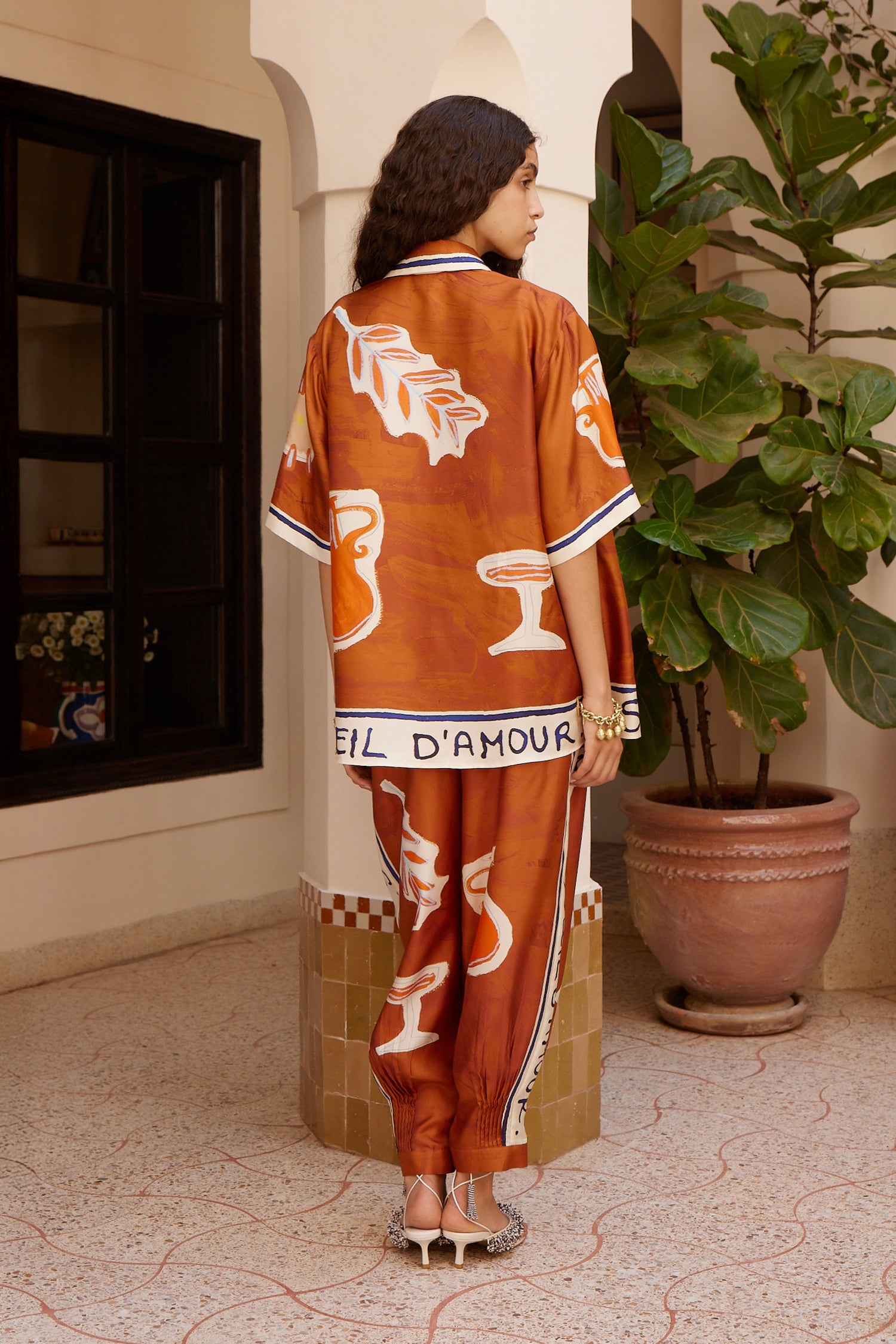 Soleil D'Amour Tapered Silk Pant