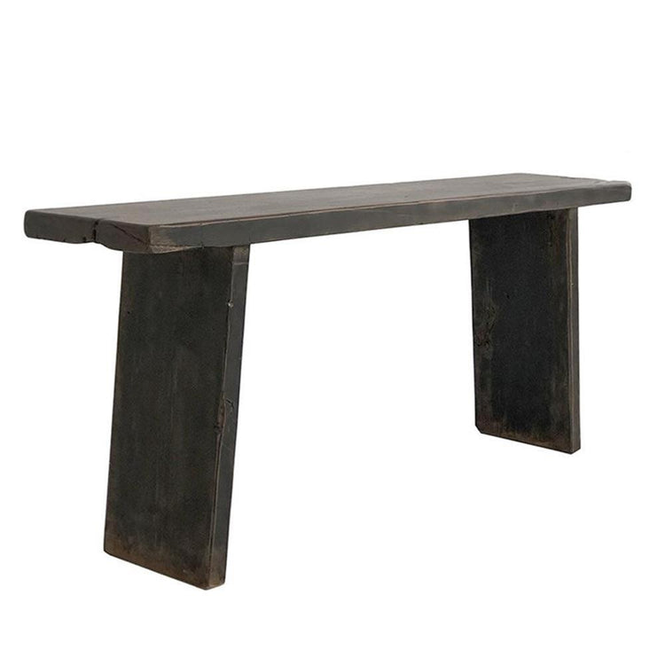 Solid Leg Black Elm Console Table - Distressed