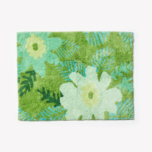 Sunset Floral Green Bath Mat