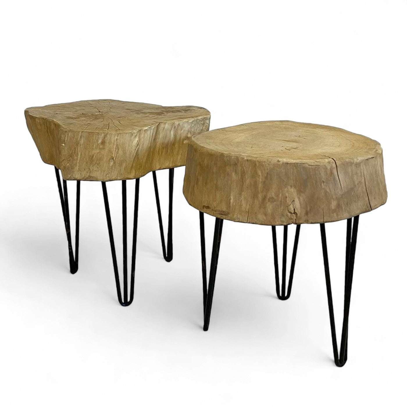 Swahili Elm Side Table Metal Legs