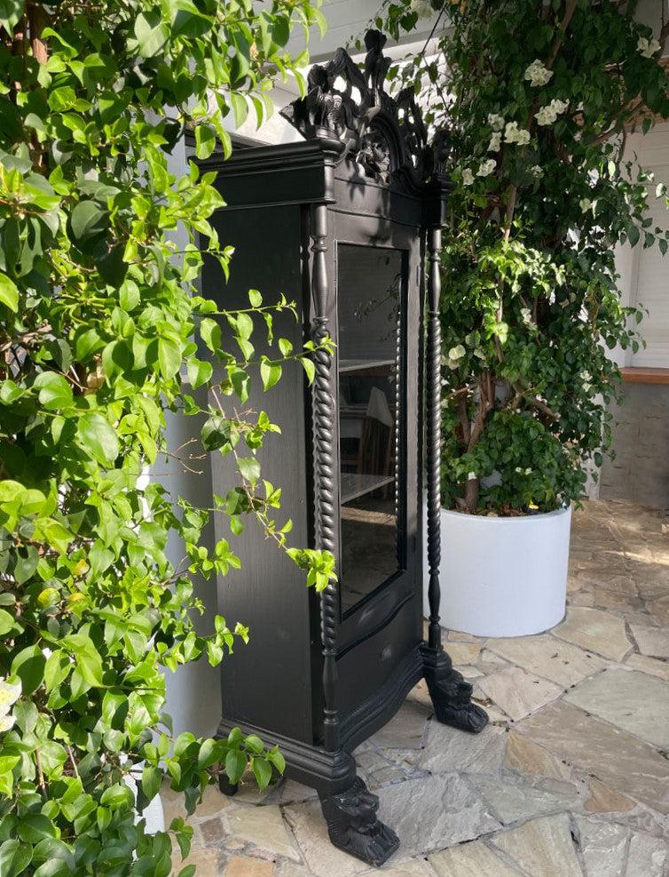 Tall Black Carved Cabinet