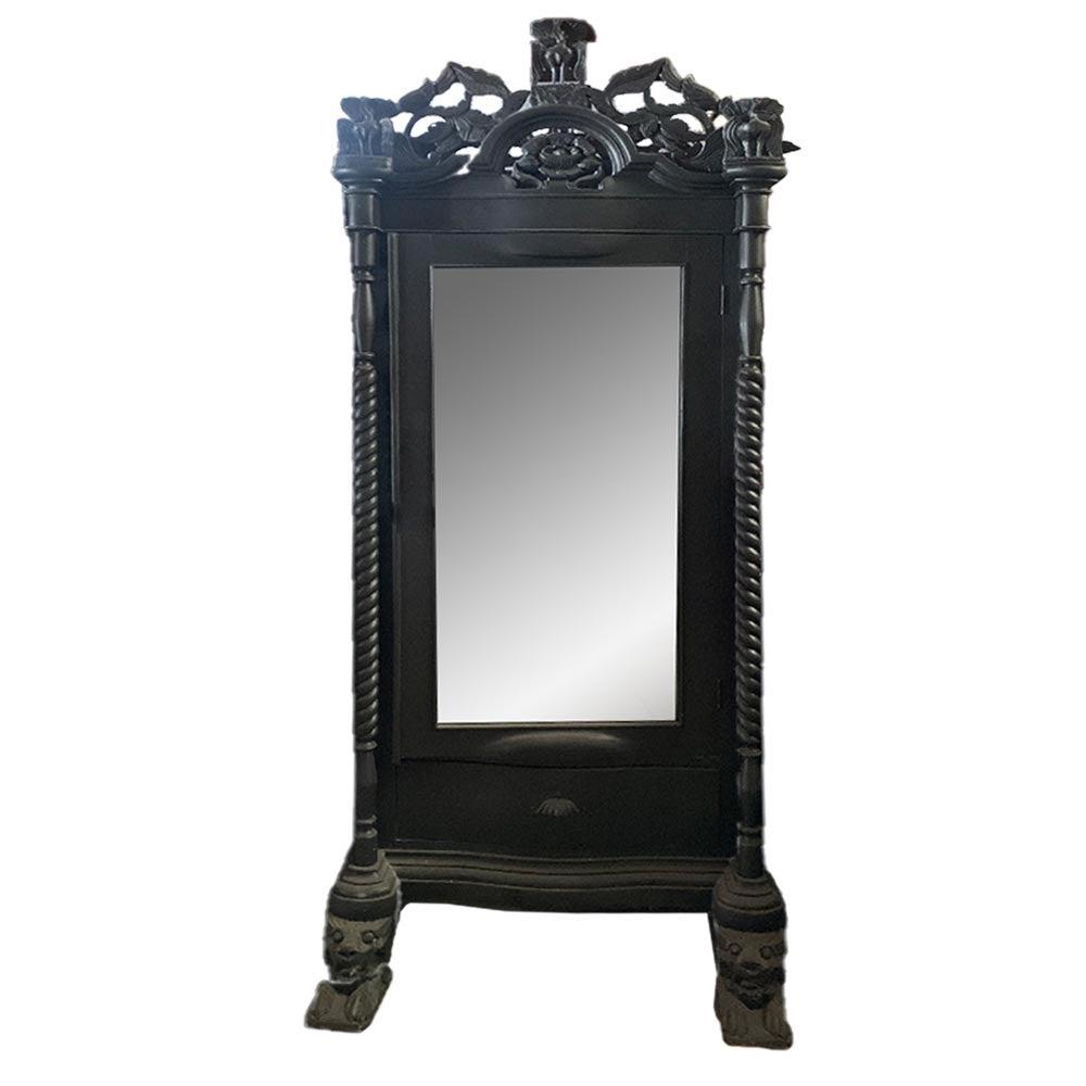 Tall Black Carved Cabinet