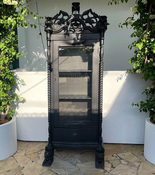 Tall Black Carved Cabinet