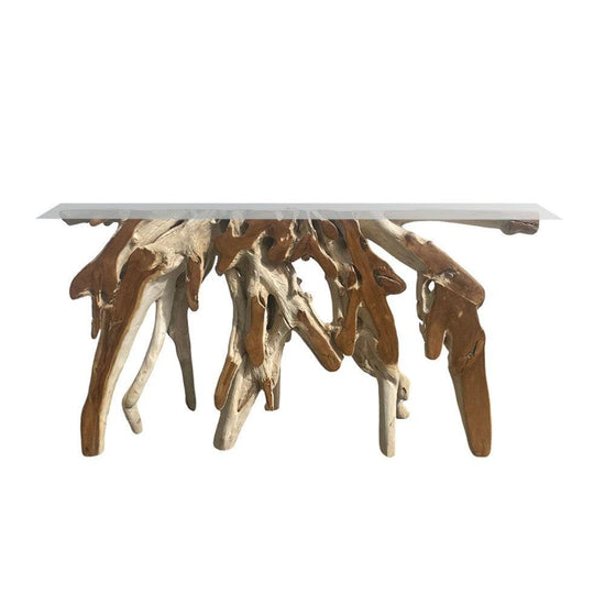 Teak Timber Root Console Table (B)