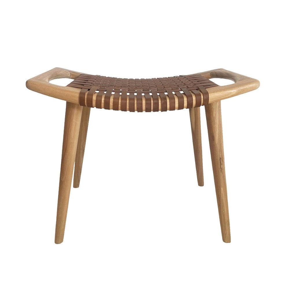 Tellos Teak Stool - Walnut Leather