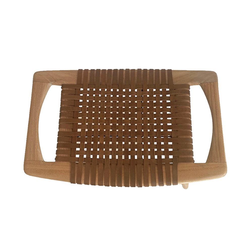 Tellos Teak Stool - Walnut Leather