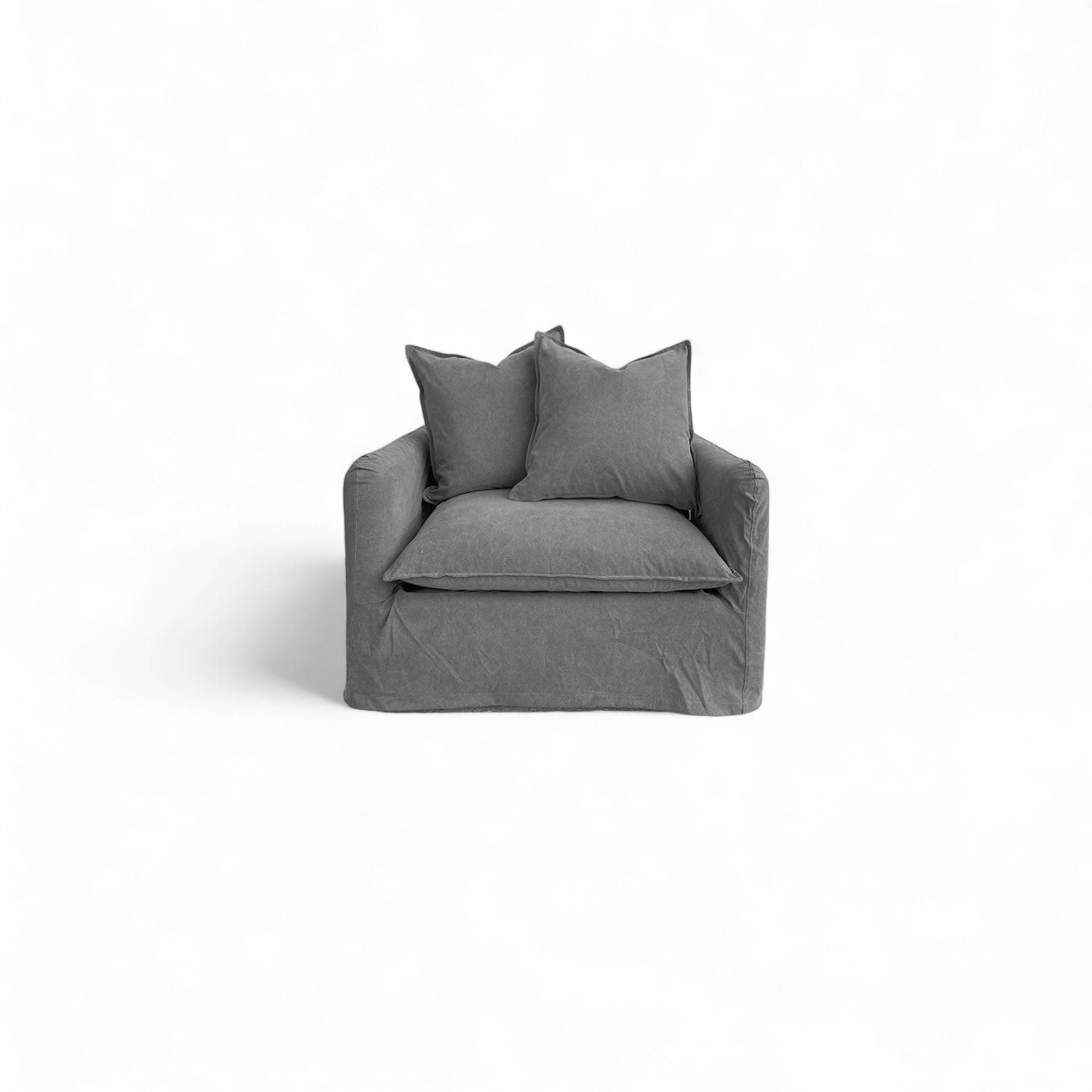 Thin Arm Love Seat - Dark Grey Canvas