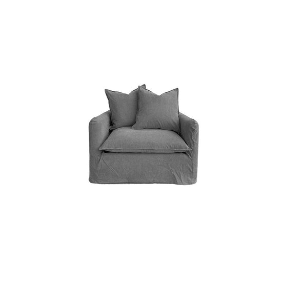 Thin Arm Love Seat Occasional Chair - Dark Grey Canvas