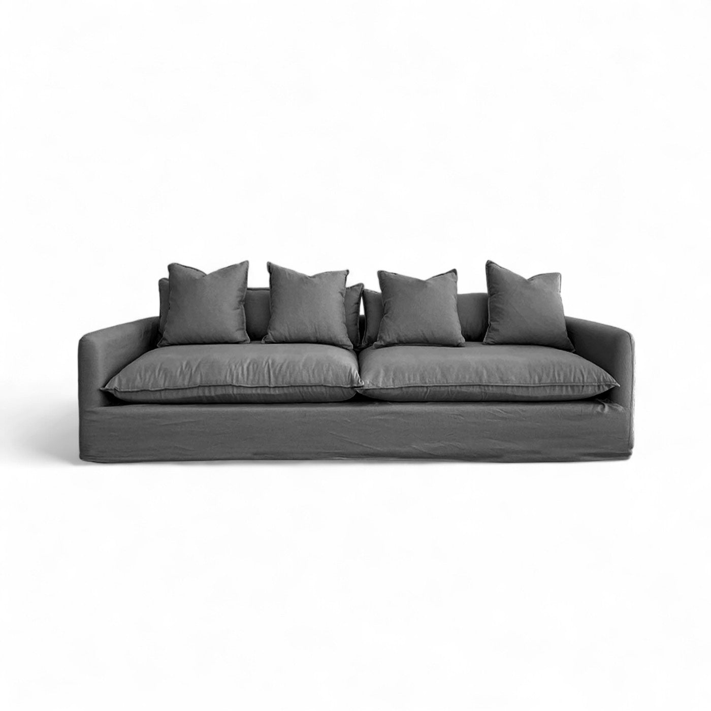 Thin Arm Sofa - 2.3m ( 2 Seater) - Dark Grey Canvas