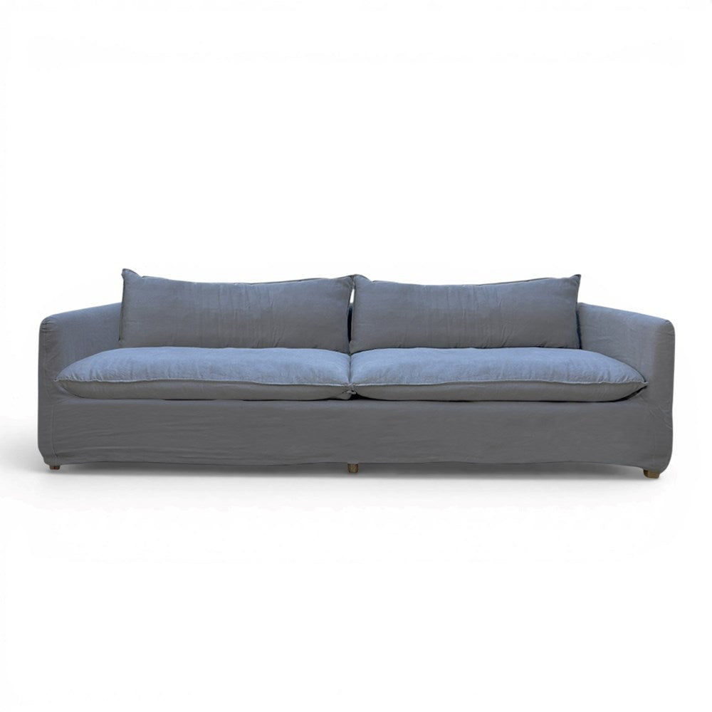 Thin Arm Sofa - 2.8m (3 Seater) - 100% Grey Linen