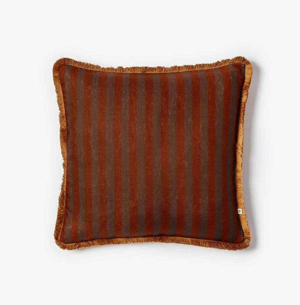 Thin Stripe Cushion - Chocolate